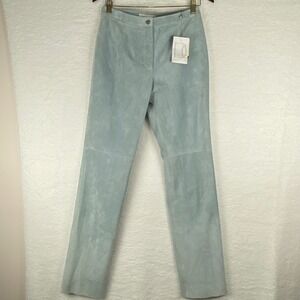 Doncaster Womens Powder Blue Suede Leather Pants Straight Leg Size 6 NWT 153PT09